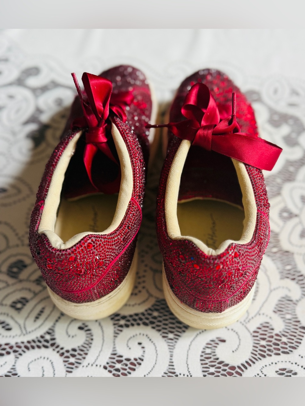 Betsey Johnson Red Crystal Embellished Sneakers - Picture 3 of 7